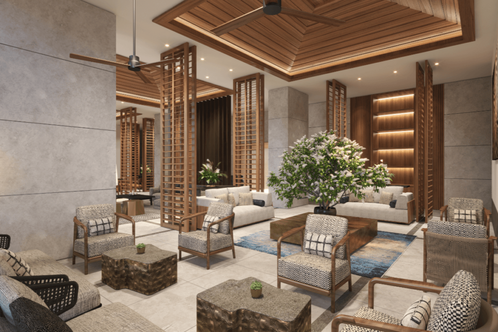 luxury condominium with beige furniture