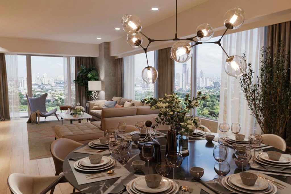 well lit condominium living room with many upgrades