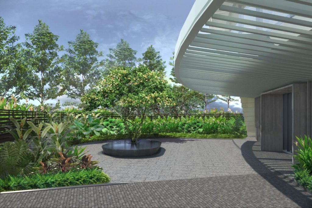 drop off location with plants in wack wack